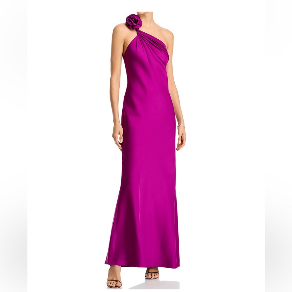Liv Foster Pink Satin One Shoulder Dress